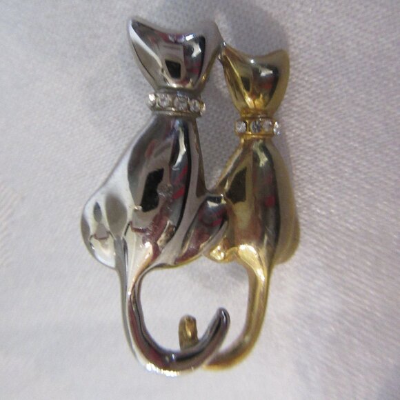 Two Cats Liz Claiborne Vintage Brooch Pin - Picture 5 of 10